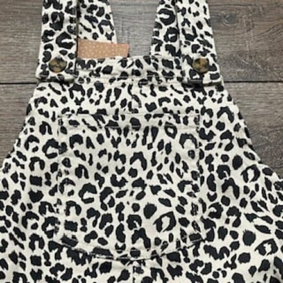 NEW‎ Leopard Animal Print Overall Dress Beige And Brown Girl’s Sz 9-10 NWT - Picture 4 of 14